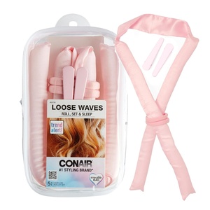 Conair Satin Heatless Curls Set – Heatless curls overnight- heatless curls headband – includes 1 Long Satin Roller, 2 Ponytailers, and 2 Clips