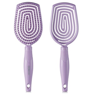 Conair Scalp Care Detangling hairbrush 2pk – Fullsize +Travel Hair Brush – Scalp Massager – hairbrushes for women & men – detangler for all lengths and types – can use wet or dry – Grey Luxe(Electric Purple)