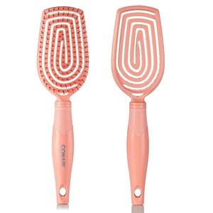 Conair Scalp Care Detangling hairbrush 2pk – Fullsize +Travel Hair Brush – Scalp Massager – hairbrushes for women & men – detangler for all lengths and types – can use wet or dry – Grey Luxe(Coral Pink)