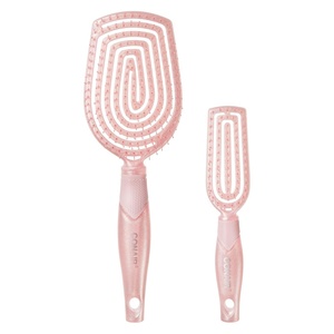 Conair Scalp Care Detangling hairbrush 2pk – Fullsize +Travel Hair Brush – Scalp Massager – hairbrushes for women & men – detangler for all lengths and types – can use wet or dry – Grey Luxe(Pink)
