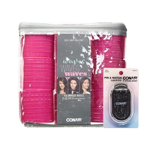 Conair Self Grip Extra Large Hair Rollers 9 Pack With Storage Bag And 75ct Black Bobby Pins