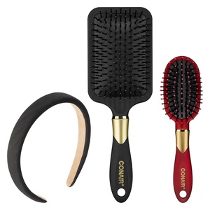 Conair Velvet Touch Paddle Cushion hair brush – Detangling hairbrush – curly or straight styles – men or women – detangler – features soft touch handle – Sky Blue(Black and Red)