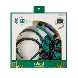 Conair Wicked Elphaba Gift Box – hair accessories for girls – gifts for her – hair accessories – Scunci 4PK(Elphaba Green)