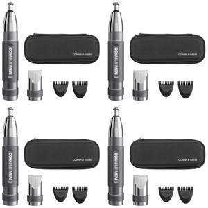 ConairMAN 360° Bevel Blade Ear and Nose Trimmer | Patented 360° beveled blade trims ear, nose, and brows with no pulling, Black/Silver, Model PG1000L5(Men’s: Multi Attachment Heads + Storage Case)