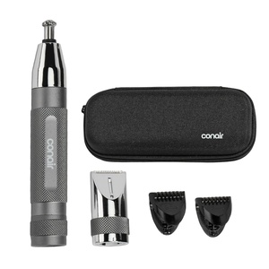 ConairMAN 360° Bevel Blade Ear and Nose Trimmer | Patented 360° beveled blade trims ear, nose, and brows with no pulling, Black/Silver, Model PG1000L5(Metal)