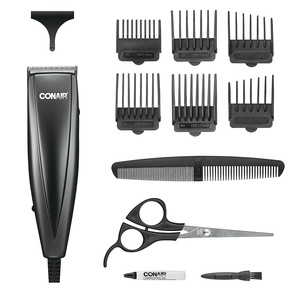 ConairMAN Simple Cut, Hair Clippers for Men, 12-piece Home Hair Cutting Kit(Black)