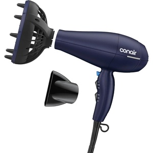 INFINITI PRO CONAIR Hair Dryer with Innovative Diffuser, Enhances Curls and Waves While Reducing Frizz, Dark Blue(Dark Blue)