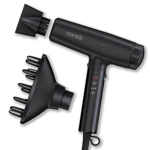 Infiniti PRO CONAIR Digital Dryer, Frizz-Reducing Ionic Hair Blow Dryer with Diffuser and Concentrator Attachments, Up to 5X More Speed and 90,000 RPMs for Advanced Drying Power, Black(Black)