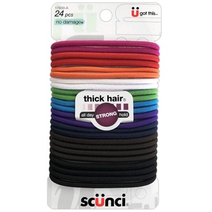 Scunci No Damage Effortless Beauty Thick Hair Elastics, 24-Count(Bright)