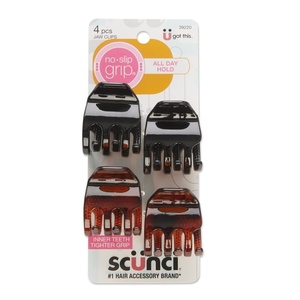 Scunci No-slip Grip Chunky Jaw Clips, 2 Count (Pack of 3)(4 Count (Pack of 1))