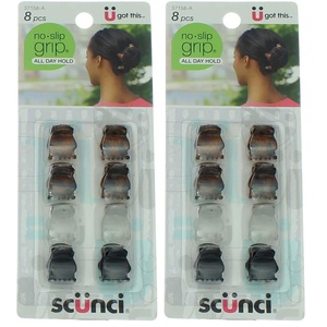 Scunci No-slip Grip Mini Oval Top Jaw Clips, 8 Count(8 Count (Pack of 2))