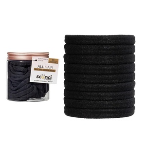 Scunci by CONAIR Elastic Hair Ties No Damage, Soft Nylon Black Hair Ties, Ponytail Holders, Stretch hosiery elastics, Everyday Styling Accessories, 50-Pack with Storage Jar, Black
