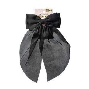 Scunci by Conair Bow Barrette – hair accessories for girls and women – trendy oversized ribbon – hairbow – Sky Blue(Black)