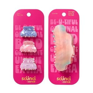 Scunci by Conair Colorful Novelty Claw Clips 4PK, Large Color‑Changing Hair Clip & 3 Mini Two‑Tone Hair Clips, Fun Durable Hair Clips for Women, For All Hair Types & Daily Styling, Multicolor