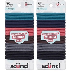 Scunci by Conair Hair Ties – Clear Elastics – Hair Accessories for Women – Black, Clear & Multi-color – 2000 Count(멀티컬러.)