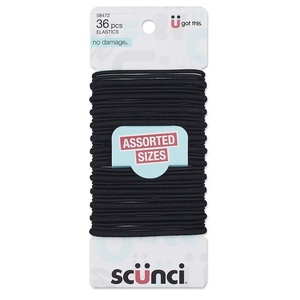 Scunci by Conair Hair Ties – Clear Elastics – Hair Accessories for Women – Black, Clear & Multi-color – 2000 Count(Black Assorted Sizes)