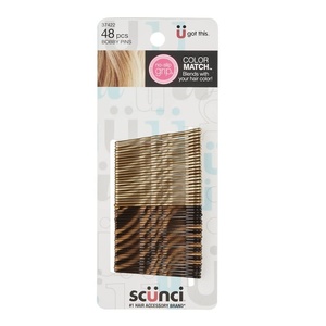Scunci by Conair No-Slip Grip bobby pins – bobby pins brown hair – hair accessories for women – Color Match Blonde & Brunette – 48 Count