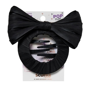 Scunci by Conair Pop Clip Barrette- hair accessories for women – claw clips for thick hair – claw clip – Gifts for women – teen girl gifts -1 Count(Bow Black)