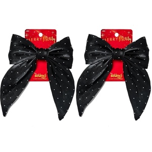 Scunci by Conair Stud Bow Barrette – hair bows – holiday – gifts for girls – hair accessories for women – stocking stuffers – black bow(Negro (Black Shimmer))