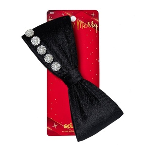 Scunci by Conair Stud Bow Barrette – hair bows – holiday – gifts for girls – hair accessories for women – stocking stuffers – black bow(Starry Night)