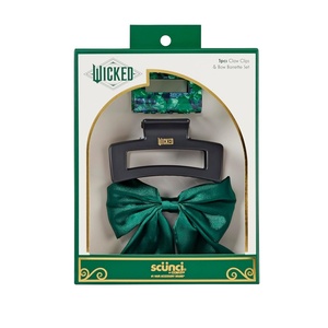 Wicked 3PK Claw Clip & Bow Barrette set – hair clips – gift box – hair clips for women – gifts for her – hair accessories -Scunci by Conair(Elphaba – Black)
