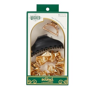 Wicked 3PK Claw Clip & Bow Barrette set – hair clips – gift box – hair clips for women – gifts for her – hair accessories -Scunci by Conair(Emerald City – Green)