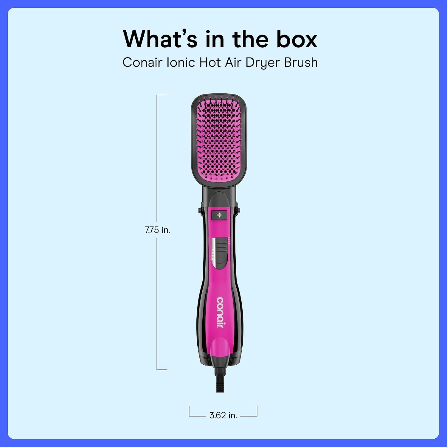 image:imageConair AllinOne Dryer Brush Hot Air Brush Dries Detangles Smooths and Volumizes All Hair Types BlackPink BC105