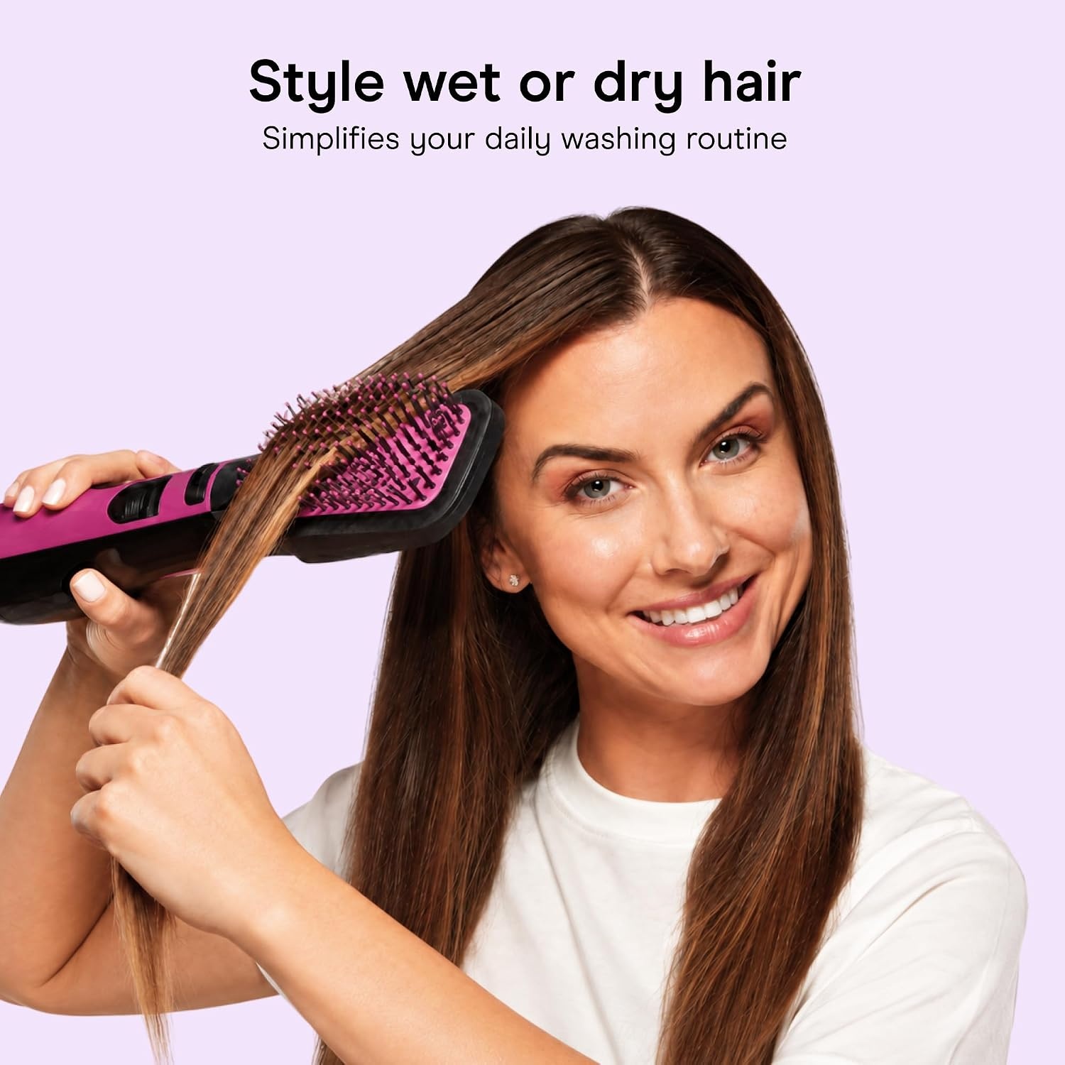 image:imageConair AllinOne Dryer Brush Hot Air Brush Dries Detangles Smooths and Volumizes All Hair Types BlackPink BC105