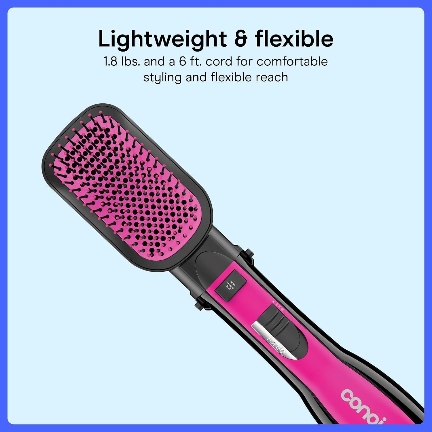 image:imageConair AllinOne Dryer Brush Hot Air Brush Dries Detangles Smooths and Volumizes All Hair Types BlackPink BC105