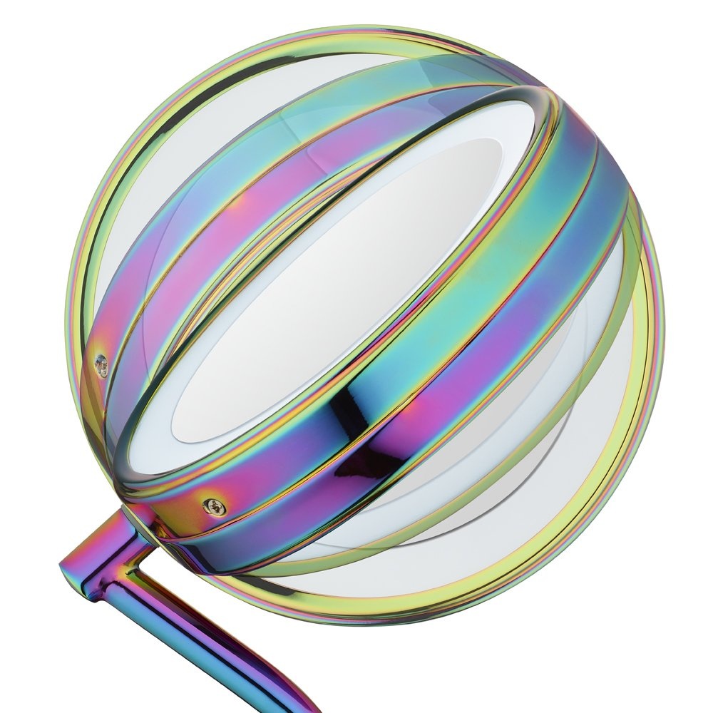 image:imageConair DoubleSided Battery Operated Lighted Makeup Mirror Lighted Vanity Makeup Mirror with LED Lights 1x 5x Magnification Polished Chrome FinishRainbow Finish