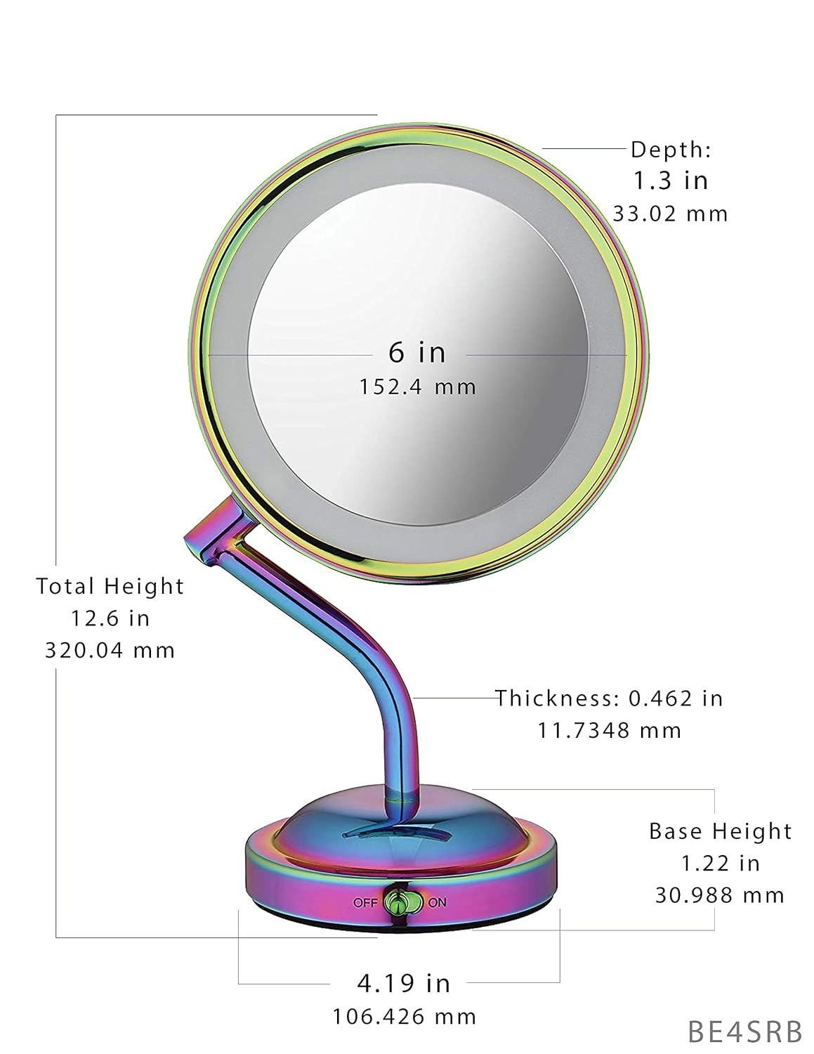 image:imageConair DoubleSided Battery Operated Lighted Makeup Mirror Lighted Vanity Makeup Mirror with LED Lights 1x 5x Magnification Polished Chrome FinishRainbow Finish