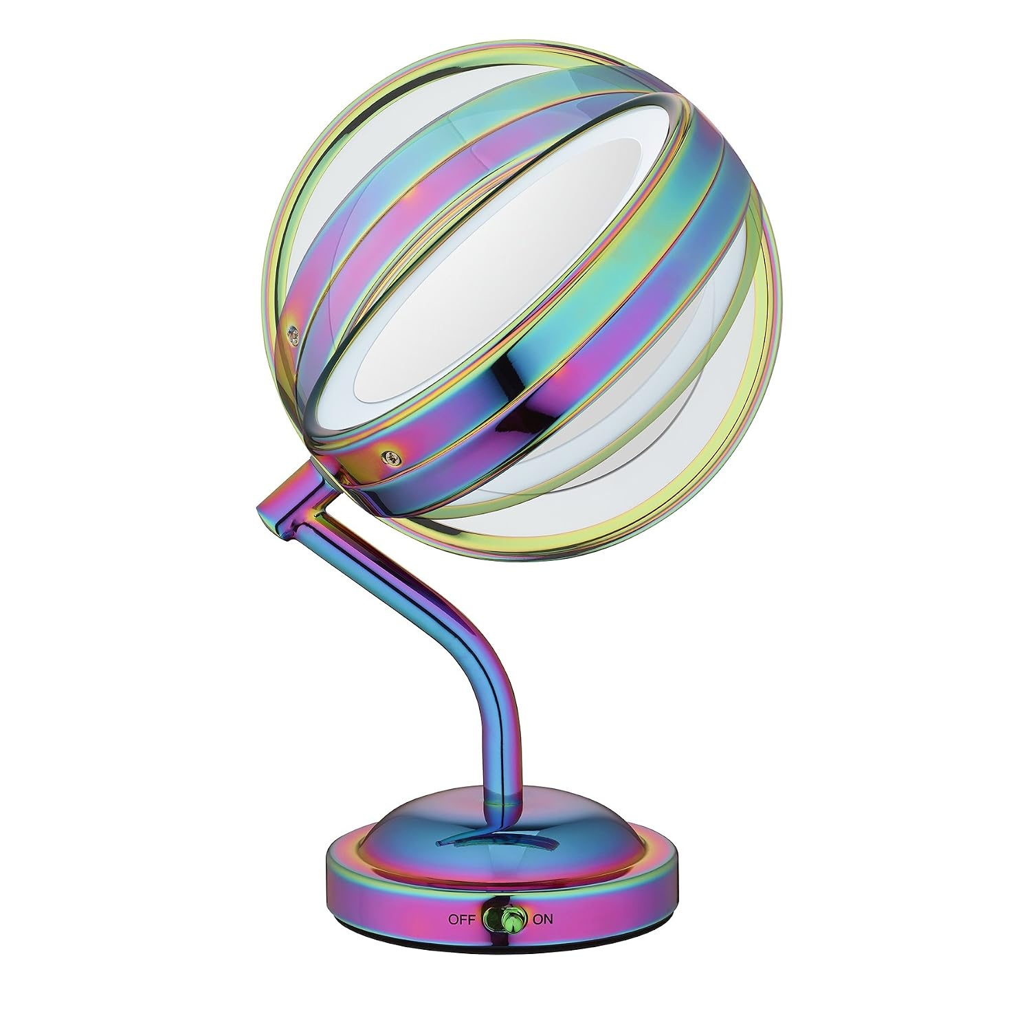 image:imageConair DoubleSided Battery Operated Lighted Makeup Mirror Lighted Vanity Makeup Mirror with LED Lights 1x 5x Magnification Polished Chrome FinishRainbow Finish