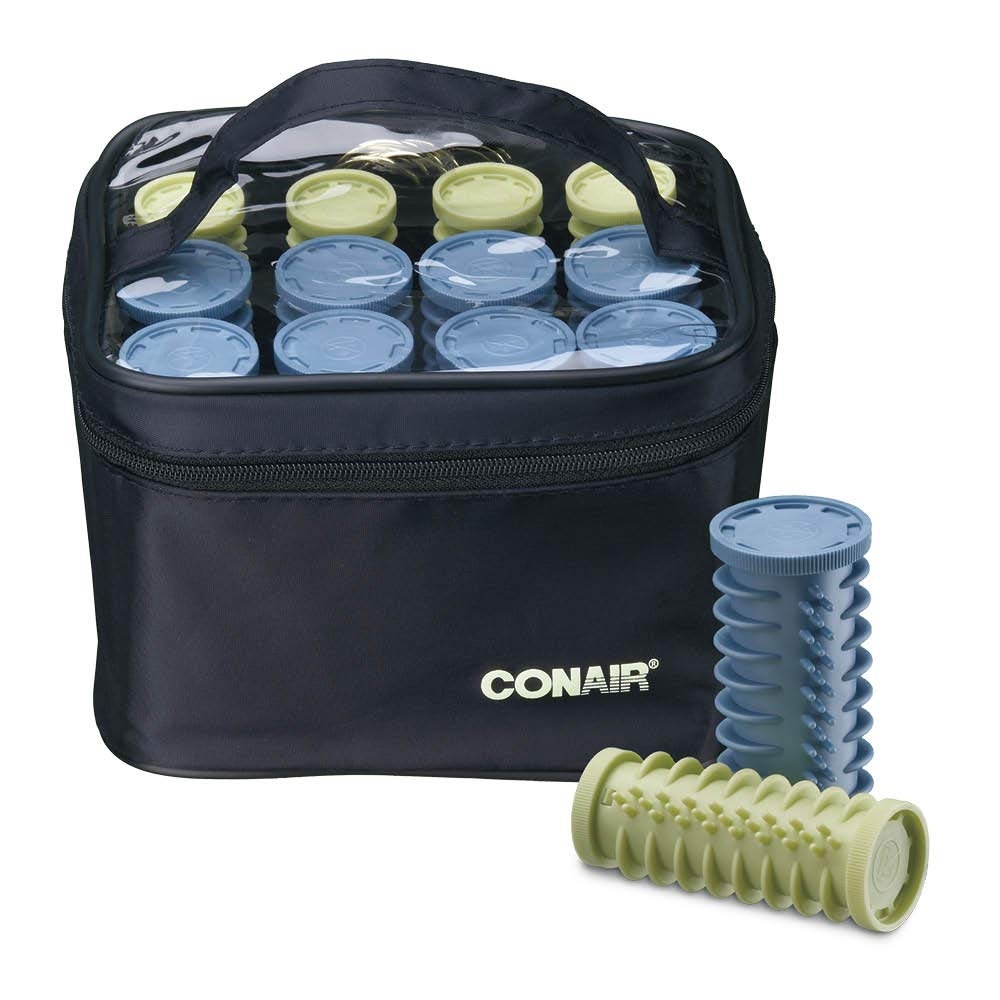 image:imageConair Instant Heat Compact Hot Rollers wCeramic Techology Black Case with Blue and Green Rollers 12 CountBlue Green