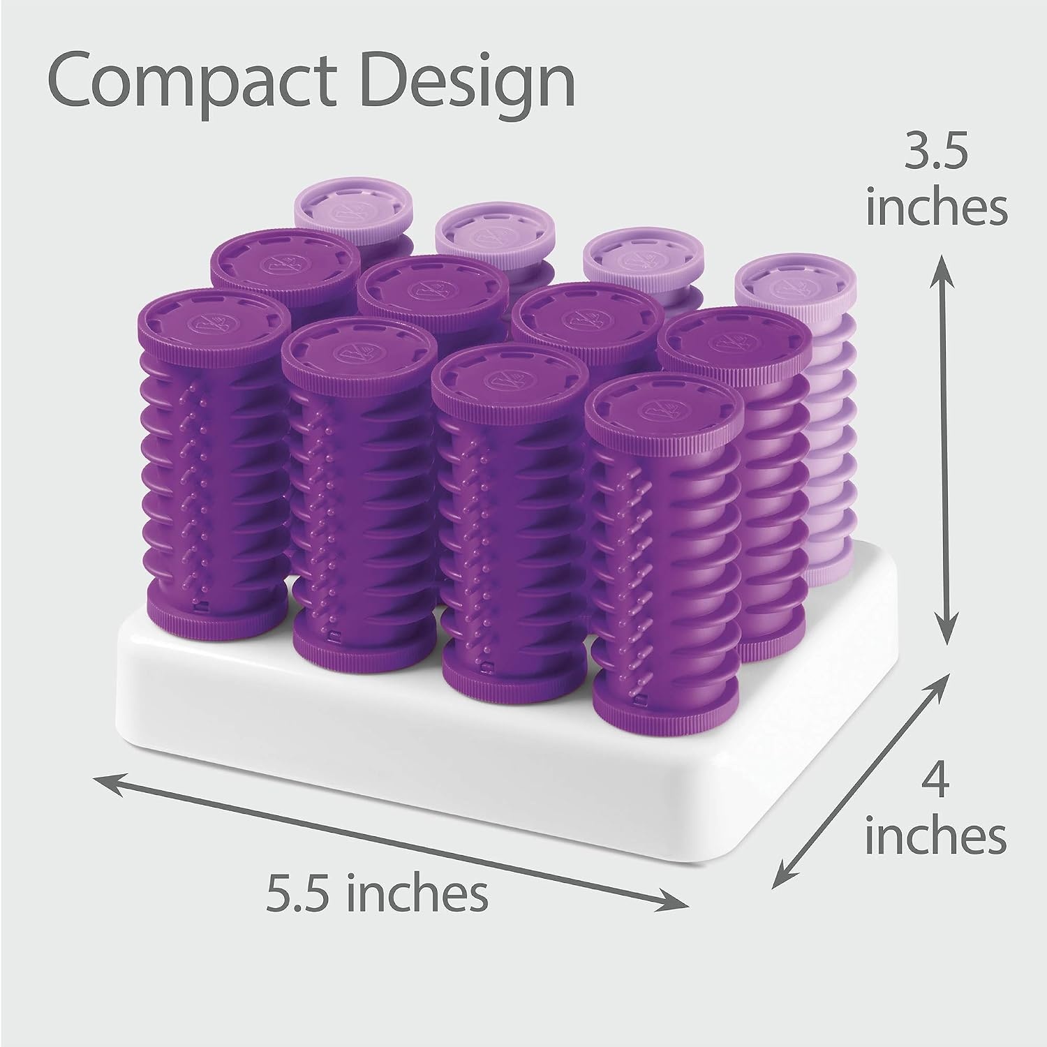 image:imageConair Instant Heat Compact Hot Rollers wCeramic Techology Black Case with Blue and Green Rollers 12 CountPurple