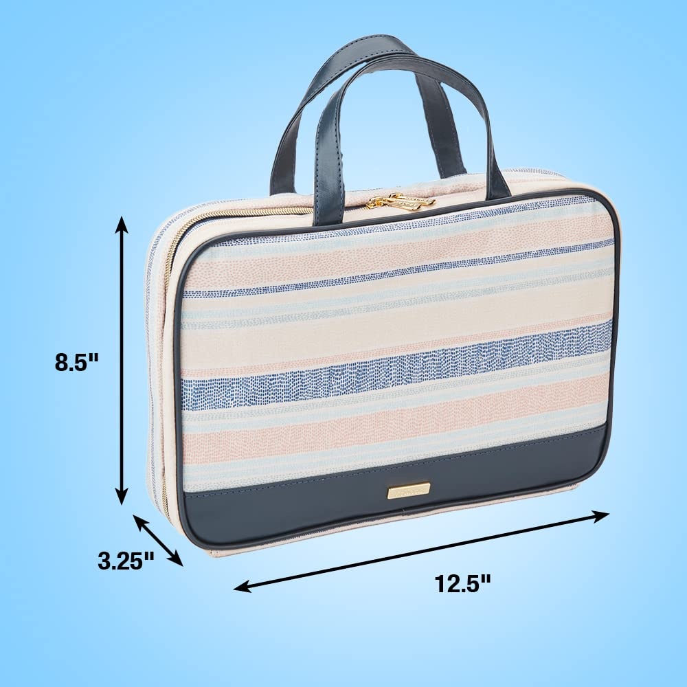 image:imageConair Makeup Bag Travel Toiletry Bag Cosmetic Bag Travel Makeup Bag Perfect for Vacations Weekender Shape Pastel Striped Canvas