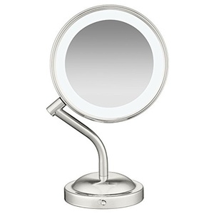 Conair Double-Sided Battery Operated Lighted Makeup Mirror – Lighted Vanity Makeup Mirror with LED Lights; 1x / 5x Magnification; Polished Chrome Finish(Polished Chrome Finish)