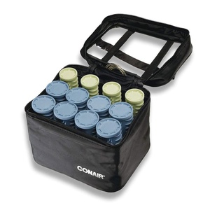 Conair Instant Heat Compact Hot Rollers w/Ceramic Techology; Black Case with Blue and Green Rollers, 12 Count(Blue / Green)