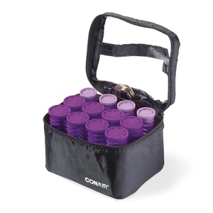 Conair Instant Heat Compact Hot Rollers w/Ceramic Techology; Black Case with Blue and Green Rollers, 12 Count(Purple)