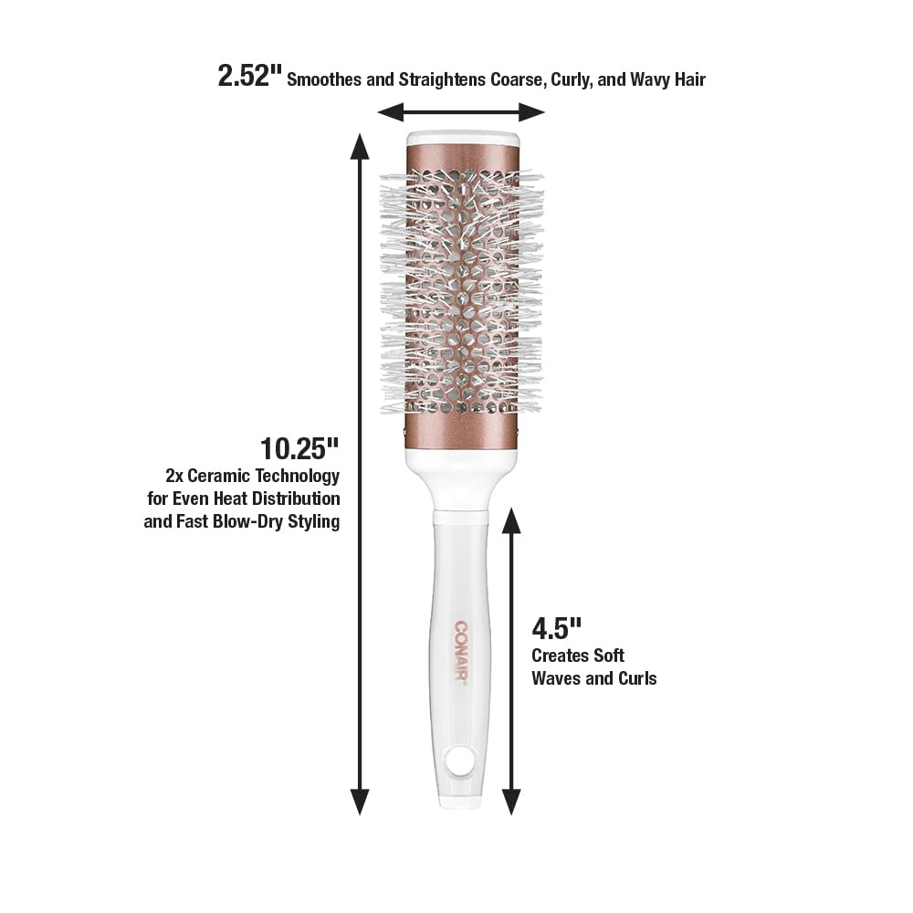 image:imageConair Ceramic Round Brush for BlowDrying Thermal Ceramic Brush for Smoothing and Waves Packaging May Vary 1 Count