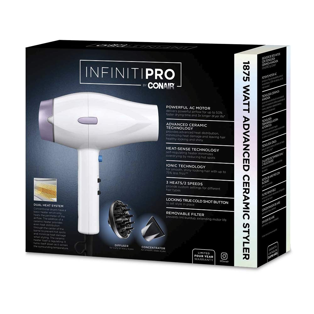 image:imageINFINITIPRO BY CONAIR 1875 Watt Advanced Ceramic Hair Dryer with HeatSense Technology
