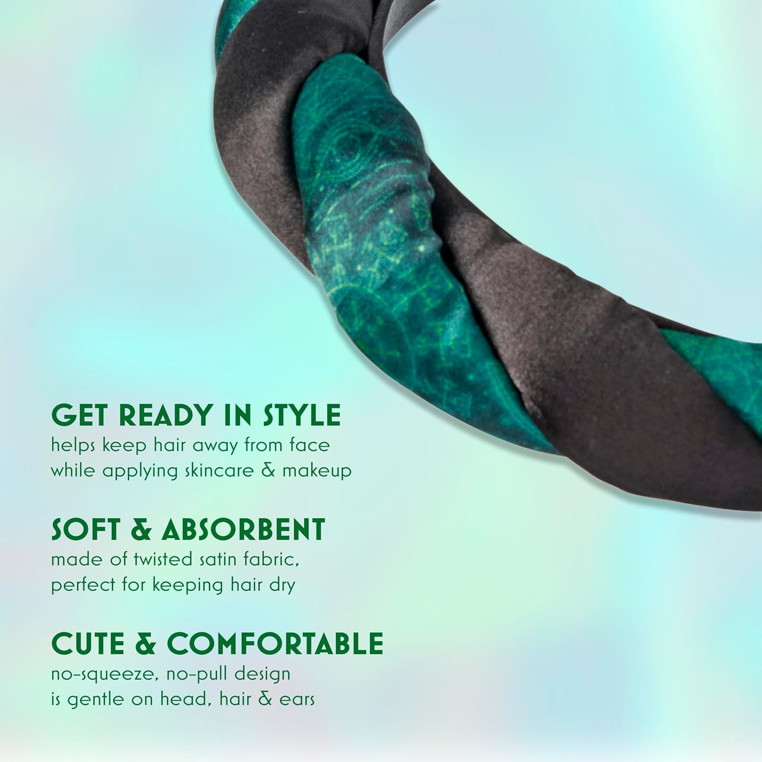 image:imageWicked Elphaba Satin Twisted Spa Headband Makeup Headband Scunci by ConairElphaba Green