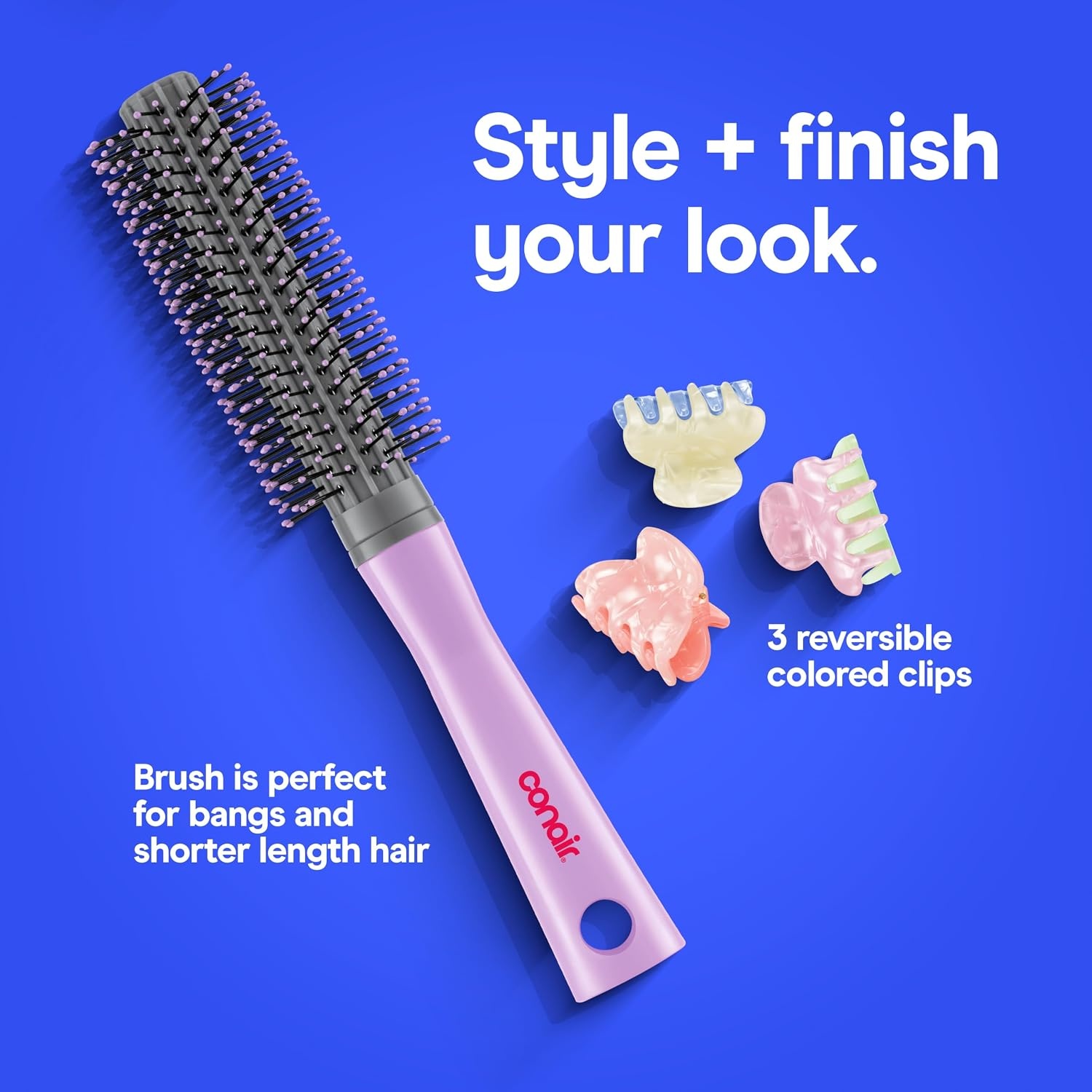 image:imageConair Cake Pop Blowout Kit Hair Dryer with Diffuser amp Concentrator Round Brush 3 Claw Clips Blow Dryer for Women Tourmaline Ceramic Technology 3 Heat2 Speeds Lilac 505AMZ