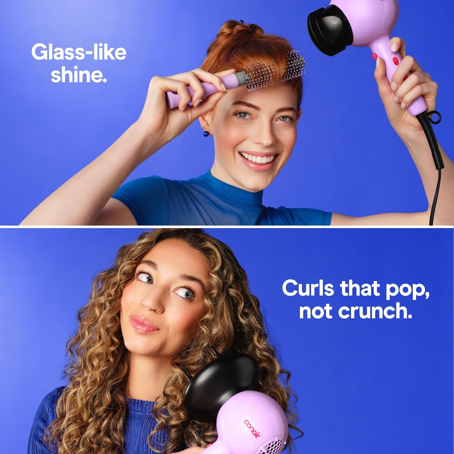 image:imageConair Cake Pop Blowout Kit Hair Dryer with Diffuser amp Concentrator Round Brush 3 Claw Clips Blow Dryer for Women Tourmaline Ceramic Technology 3 Heat2 Speeds Lilac 505AMZ