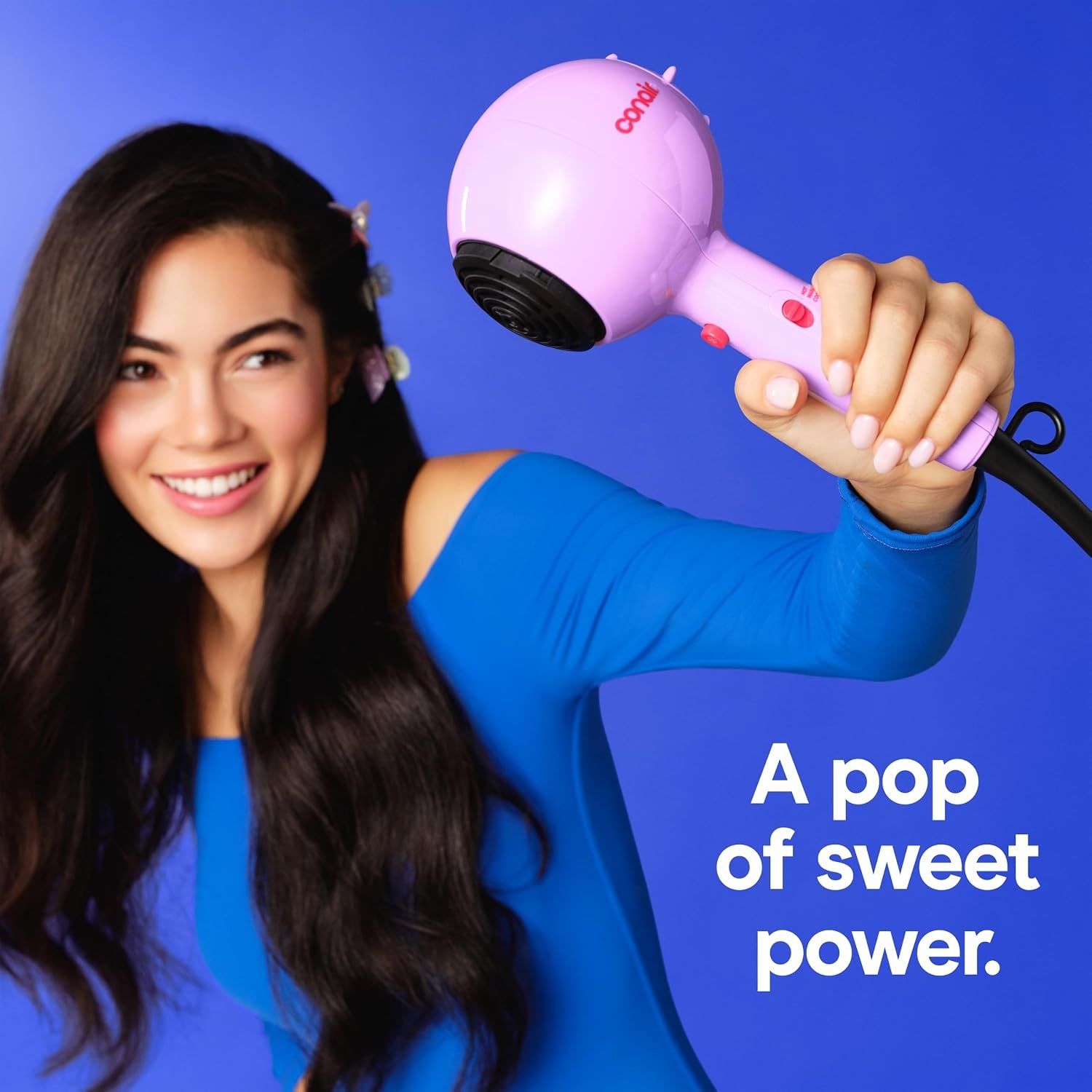 image:imageConair Cake Pop Blowout Kit Hair Dryer with Diffuser amp Concentrator Round Brush 3 Claw Clips Blow Dryer for Women Tourmaline Ceramic Technology 3 Heat2 Speeds Lilac 505AMZ