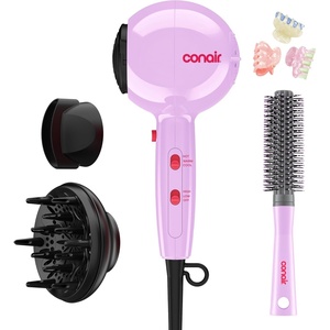 Conair Cake Pop Blowout Kit, Hair Dryer with Diffuser & Concentrator, Round Brush, 3 Claw Clips, Blow Dryer for Women, Tourmaline Ceramic Technology, 3 Heat/2 Speeds, Lilac, 505AMZ